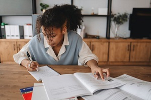 student doing homework